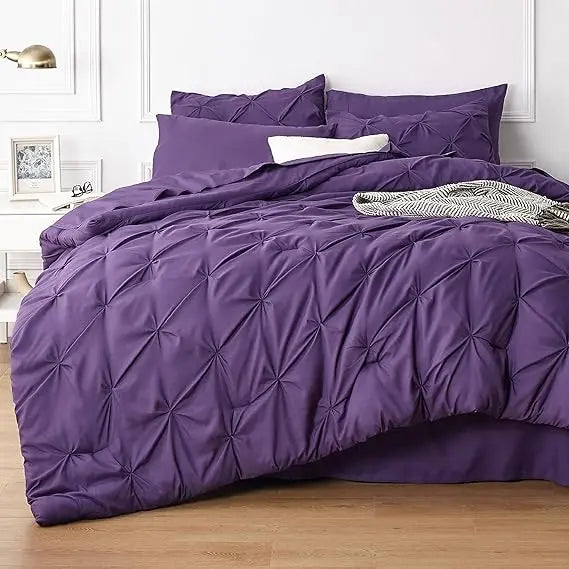 7PCS King Size Pintuck Comforter Set | Bedsure Cloud Soft Hotel Quality All Season Bedding