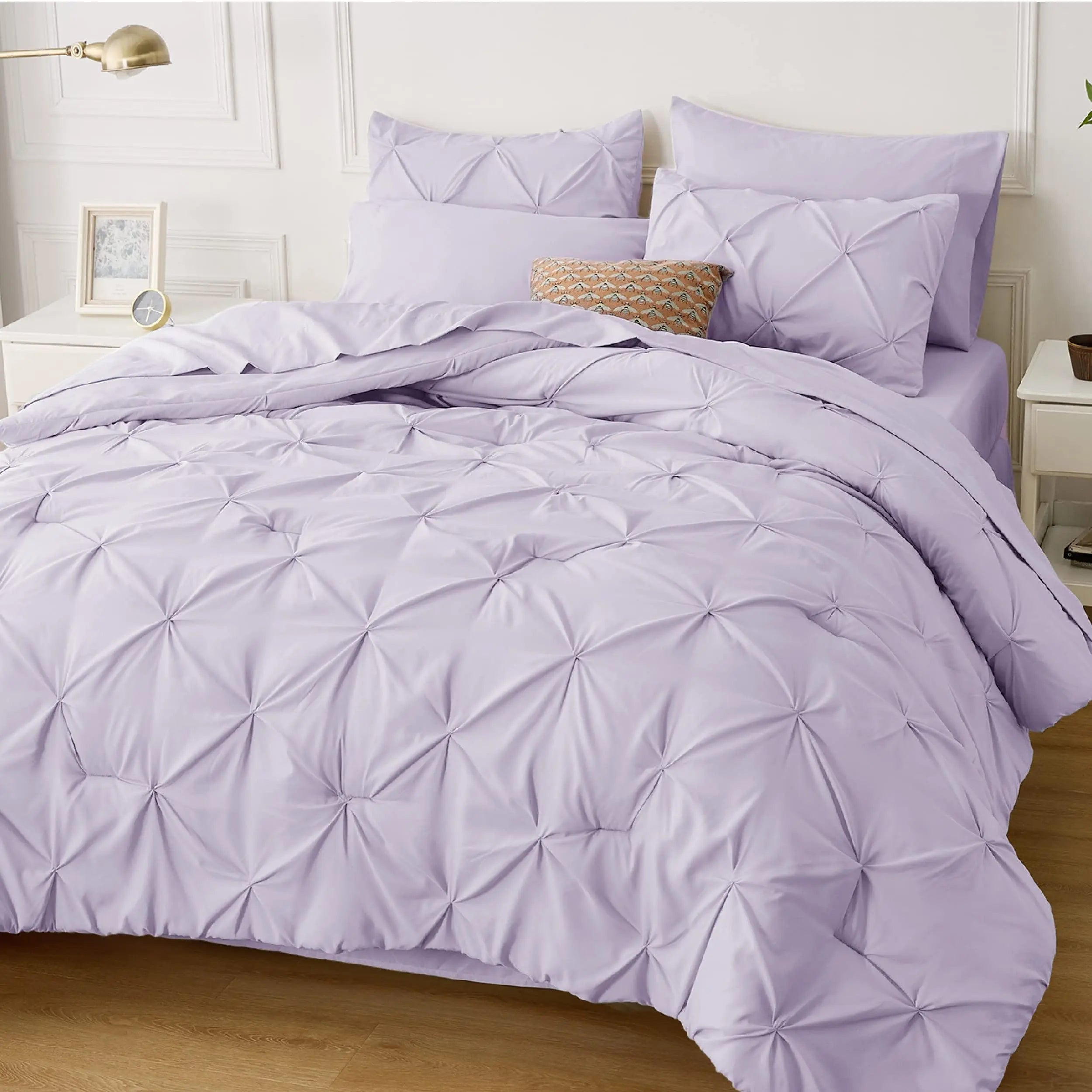 7PCS King Size Pintuck Comforter Set | Bedsure Cloud Soft Hotel Quality All Season Bedding