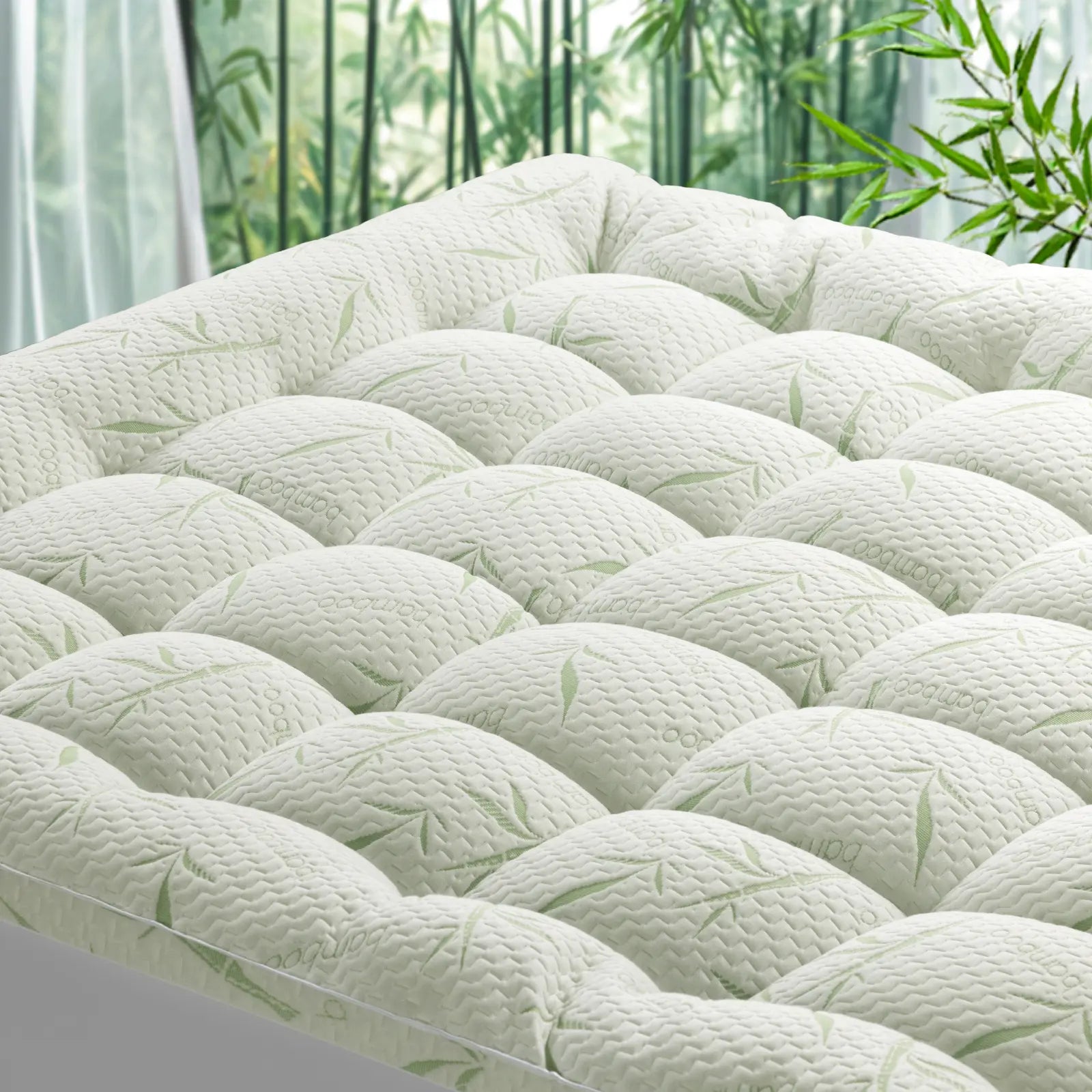 Extra Thick Mattress Topper, Bamboo Cooling Mattress Pad, Down Alternative Fill with 8-21" Deep Pocket