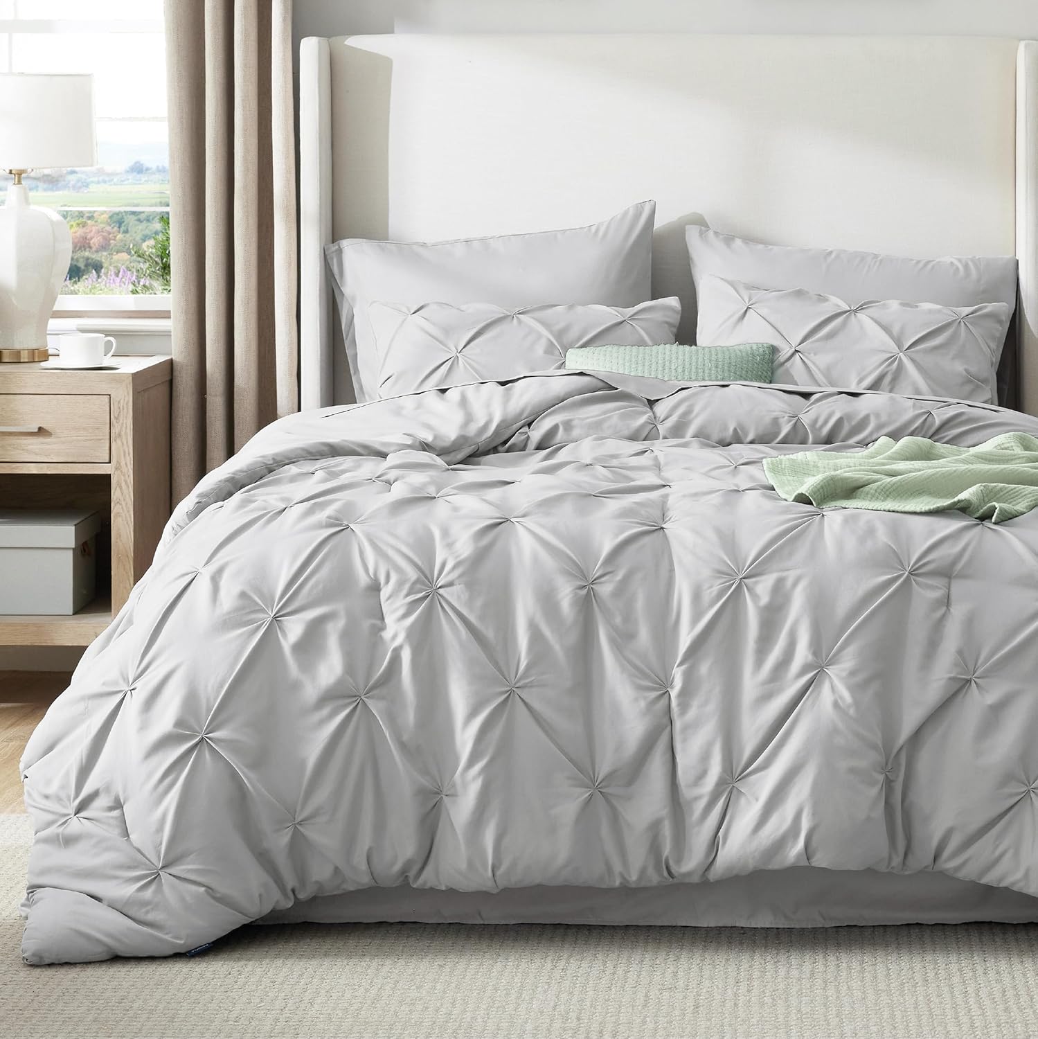 7PCS King Size Pintuck Comforter Set | Bedsure Cloud Soft Hotel Quality All Season Bedding