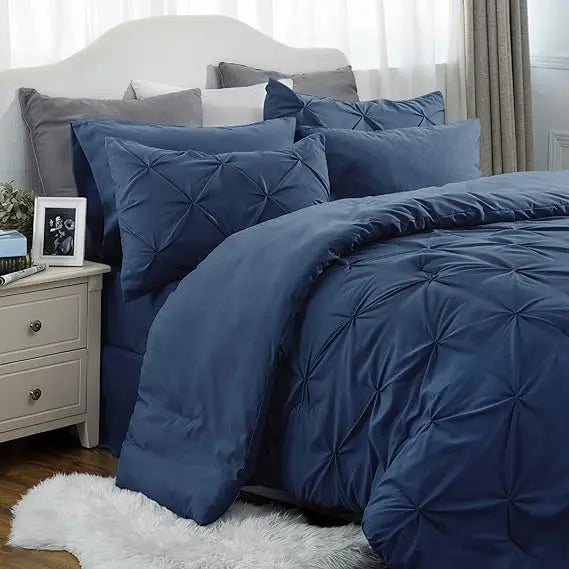 7PCS King Size Pintuck Comforter Set | Bedsure Cloud Soft Hotel Quality All Season Bedding
