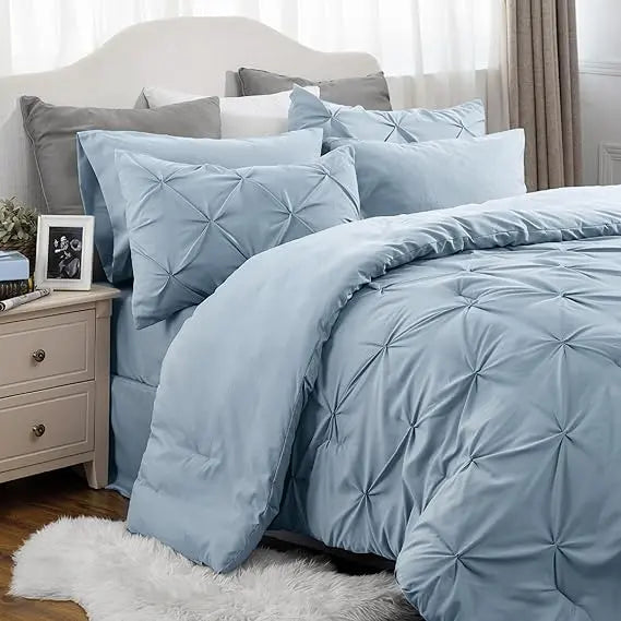 7PCS King Size Pintuck Comforter Set | Bedsure Cloud Soft Hotel Quality All Season Bedding