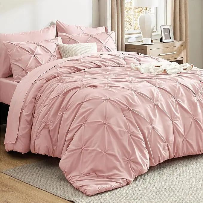 7PCS King Size Pintuck Comforter Set | Bedsure Cloud Soft Hotel Quality All Season Bedding