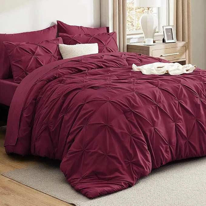 7PCS King Size Pintuck Comforter Set | Bedsure Cloud Soft Hotel Quality All Season Bedding
